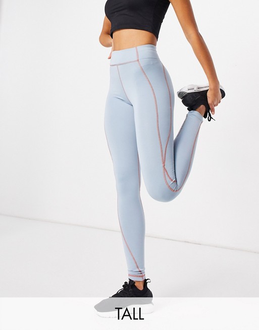 ASOS 4505 Tall fleece back outdoor run legging with contrast stitching and reflective tape