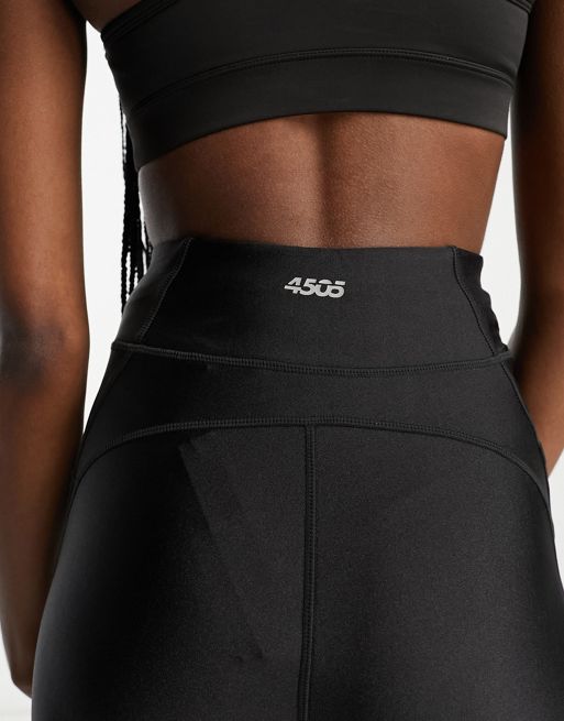 ASOS 4505 Hourglass – Czarne błyszczące legginsy o długości 7/8 w zwierzęcy  wzór