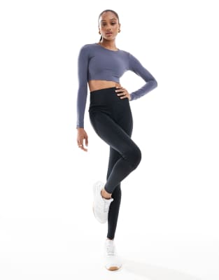 ASOS 4505 Tall Icon running tie waist gym legging with phone pocket in black φωτογραφία