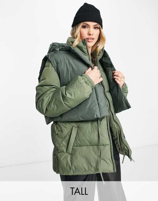  ASOS 4505 Tall - Oversized puffer jack met verwijderbaar gilet 