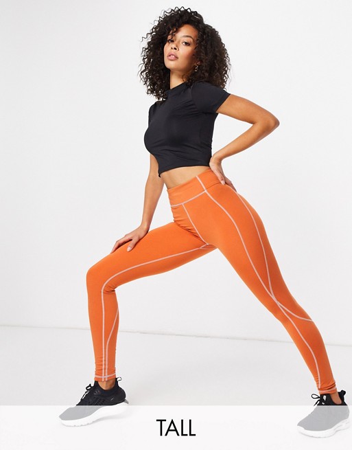 ASOS 4505 Tall run legging with contrast stitching and reflective tape
