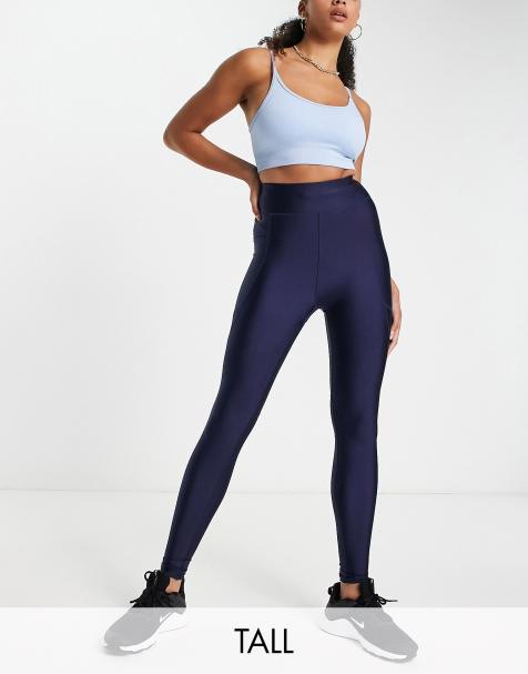 ASOS 4505 medium support sports bra in navy sheen