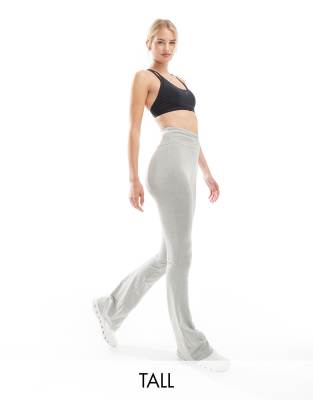 ASOS 4505 Tall - Schmale Schlagleggings in meliertem Grau mit gerafftem, hohem Bund