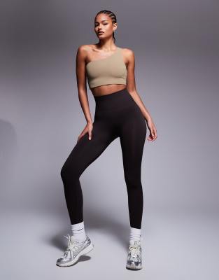 Asos Design 4505 Tall Seamless Deep High Waist Gym Legging In Cocoa Brown