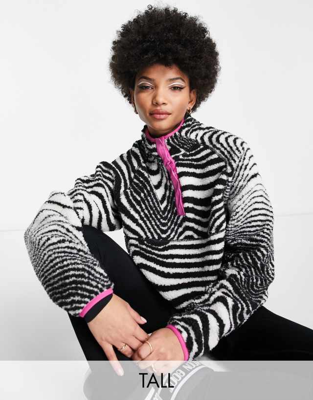 ASOS 4505 Tall ski borg sweat in mono swirl print with contrast trim