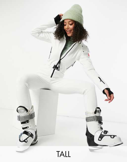 ASOS 4505 Ski Fitted Belted Ski Suit With Hood in White