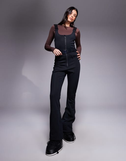 ASOS 4505 Tall – Ski – Miękkie wodoodporne spodnie narciarskie soft shell na szelkach w czarnym kolorze z paskiem