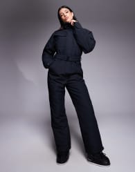 ASOS 4505 Tall Ski retro belted ski suit with funnel neck in black