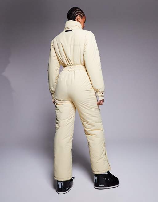 ASOS 4505 Tall Ski retro belted ski suit with funnel neck in buttermilk