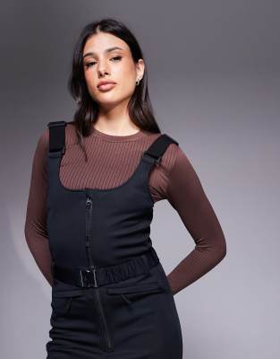 Asos 4505 Ski & Snow Asos 4505 Tall Ski Soft Shell Belted Water Repellent Bib Overalls In Black