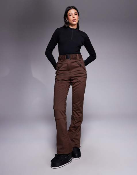 ASOS 4505 Tall Ski soft shell straight leg belted ski pants in coffee - view 1