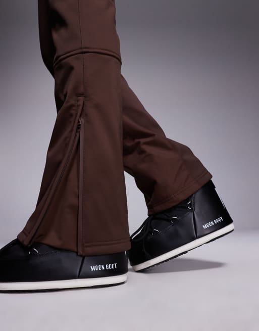 ASOS 4505 Tall Ski soft shell straight leg belted ski pants in coffee, 3 of 5