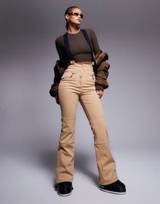 Asos Design 4505 Tall Ski Soft Shell Water Repellent Kick Flare Ski Pants In Caramel-neutral