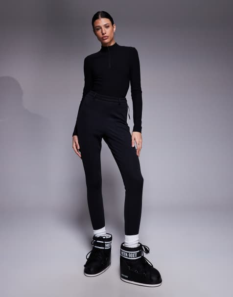 ASOS 4505 Tall Ski thermal ribbed fleece back base layer body with sweat wicking in black - view 1