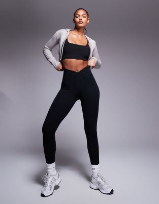 Asos Design 4505 Tall Soft Touch Wrap Waist Yoga Legging In Black