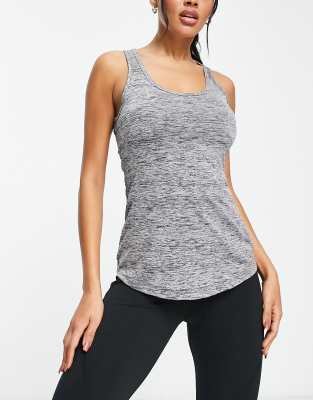 ASOS DESIGN 4505 TANK TOP IN HEATHER WITH BACK DETAIL-GRAY