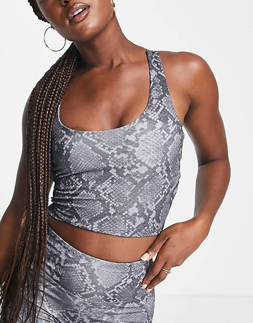 ASOS 4505 tank top with inner bra in snake print - part of a set