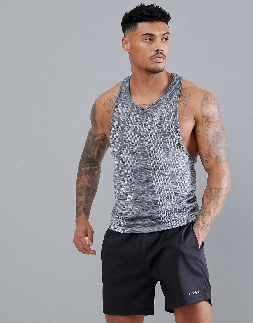 ASOS 4505 tank with seamless knit and extreme racer back in gray