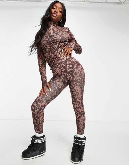 ASOS 4505 - Thermische ski-basislaaglegging met geborstelde dierenprint