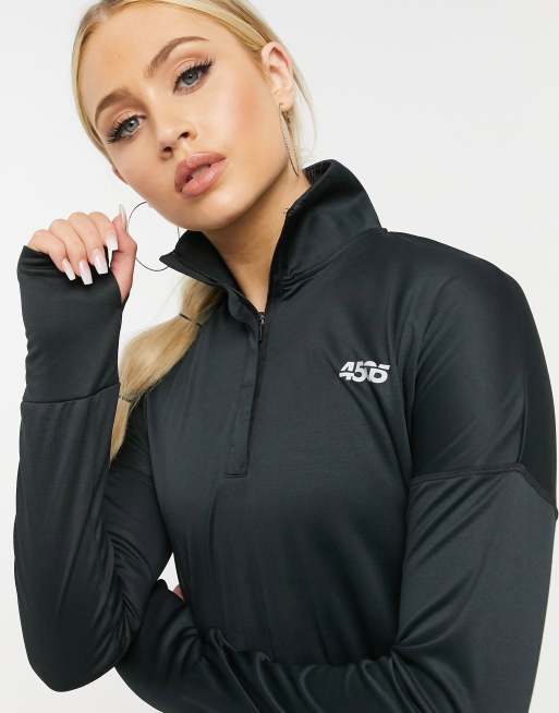 ASOS 4505 - Top a maniche lunghe con icona e zip a 1/4 