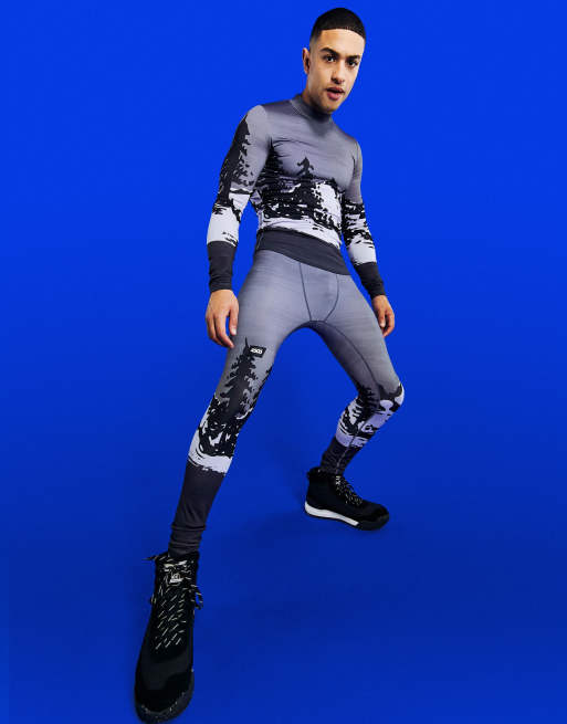 ASOS 4505 - Top base layer da sci con stampa di montagna