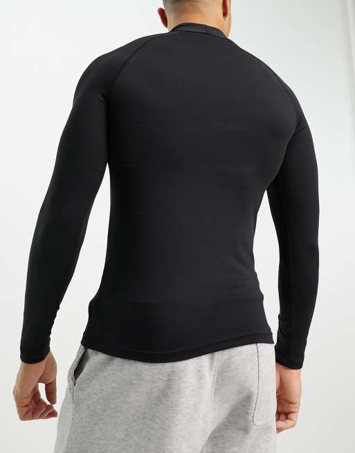 ASOS 4505 - Top base layer sportivo a maniche lunghe con collo a lupetto nero, 2 di 4