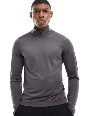 ASOS 4505 - Top d'entraînement à col zippé et manches longues - Gris