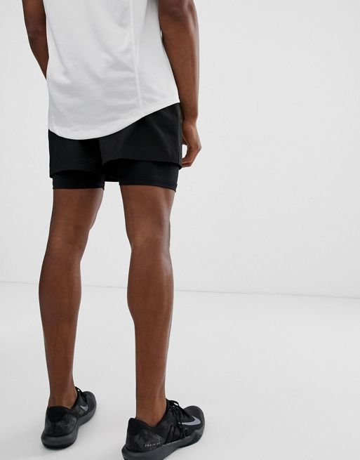 ASOS 4505 running 2 in 1 running shorts and leggings in black