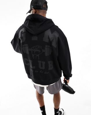 ASOS 4505 training hoodie with back graphic in black