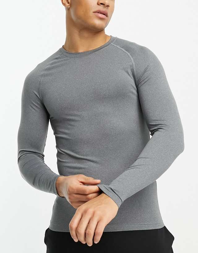 ASOS 4505 training long sleeve base layer in gray heather