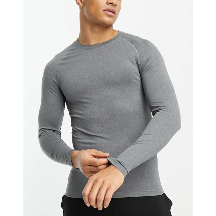 ASOS 4505 training long sleeve base layer top in gray heather