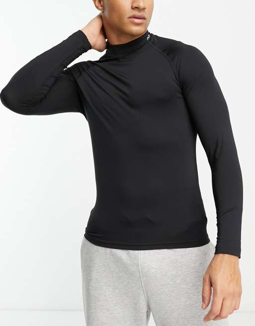 ASOS 4505 training long sleeve base layer top with mock neck in black