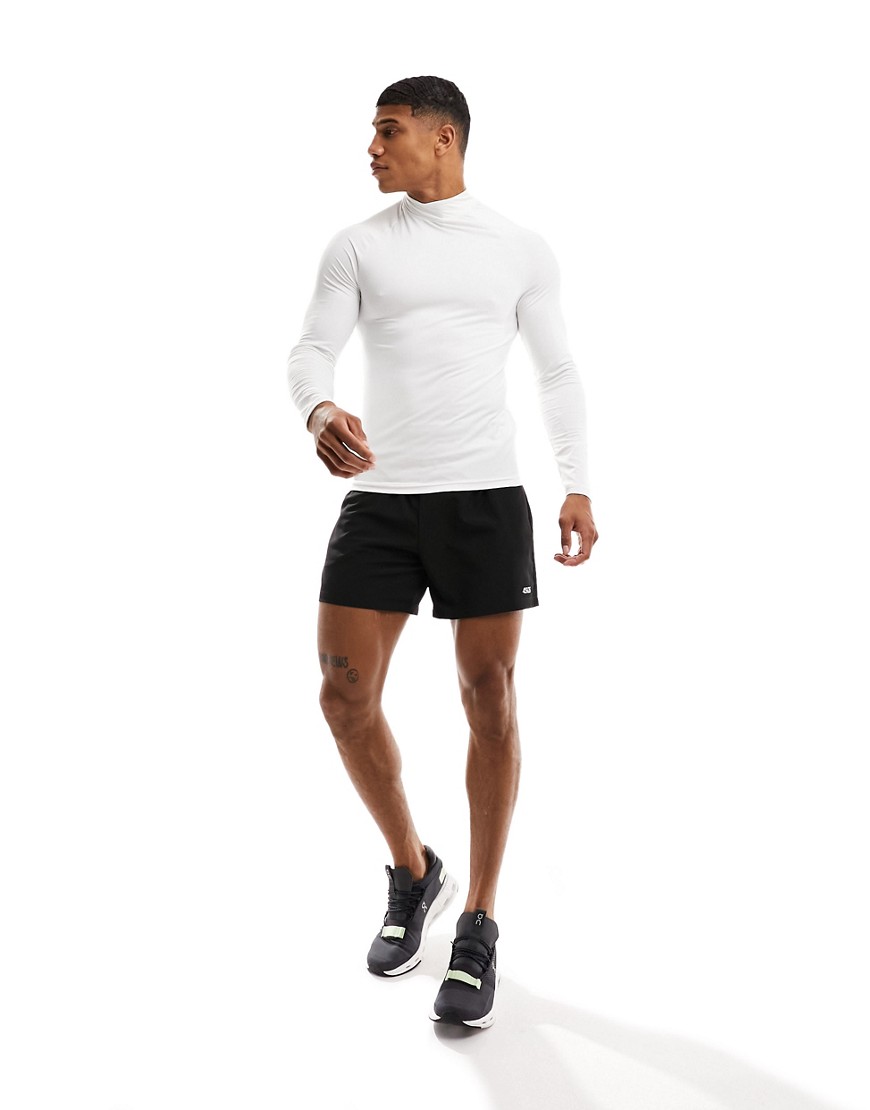 ASOS 4505 training long sleeve base layer with mock neck with thermal performance fabric in white