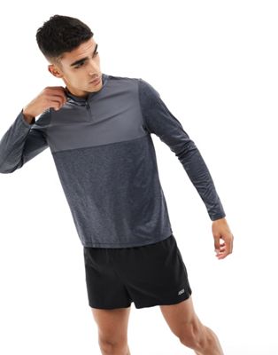 Asos Design 4505 Training Long Sleeve T-shirt With Contrast Panels-gray