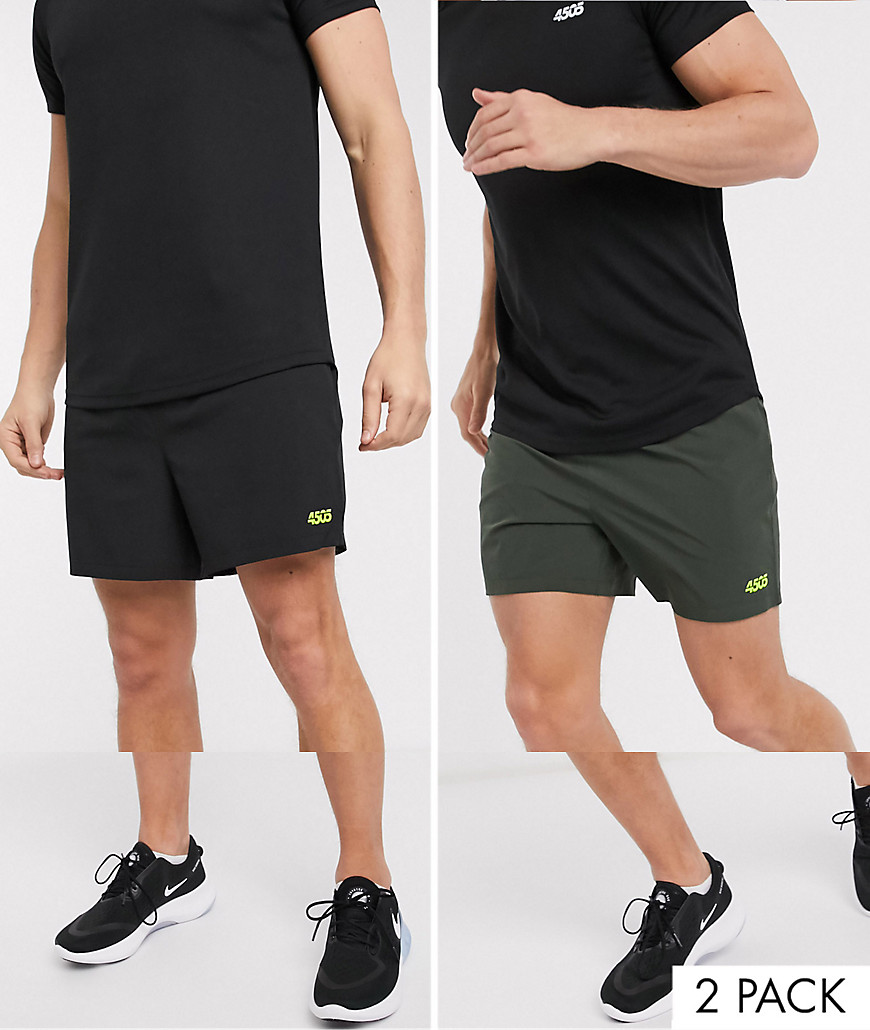 ASOS 4505 training shorts in mid length 2 pack SAVE-Multi