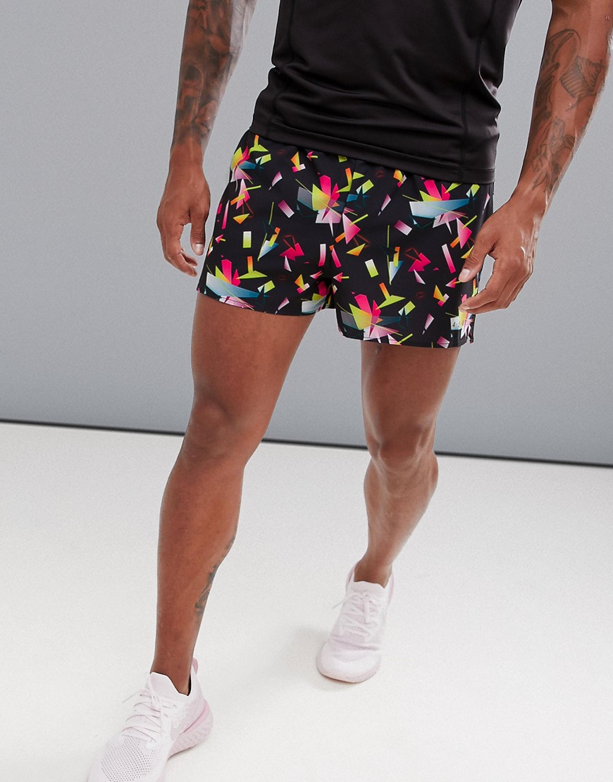 ASOS 4505 training shorts in short length with 90s print-Black