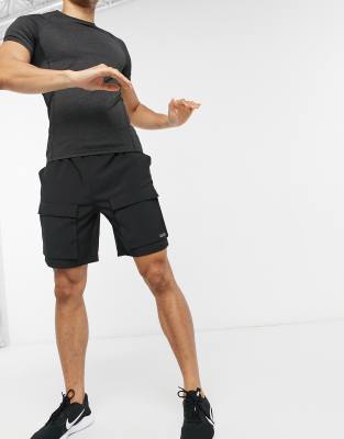 ASOS 4505 training shorts with cargo pocket-Black