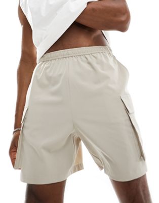Asos Design 4505 Training Shorts With Cargo Pockets In Stone-neutral