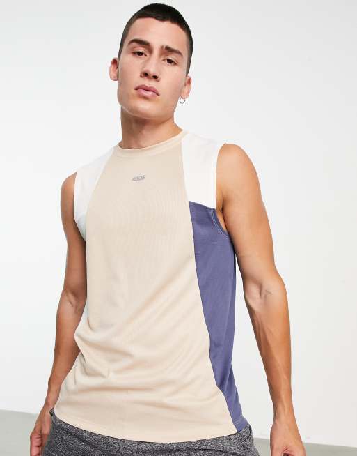 Sleeveless Training T-shirt with Contrast Panel