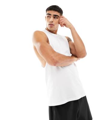 ASOS 4505 training sleeveless tank top with dropped armhole in white 