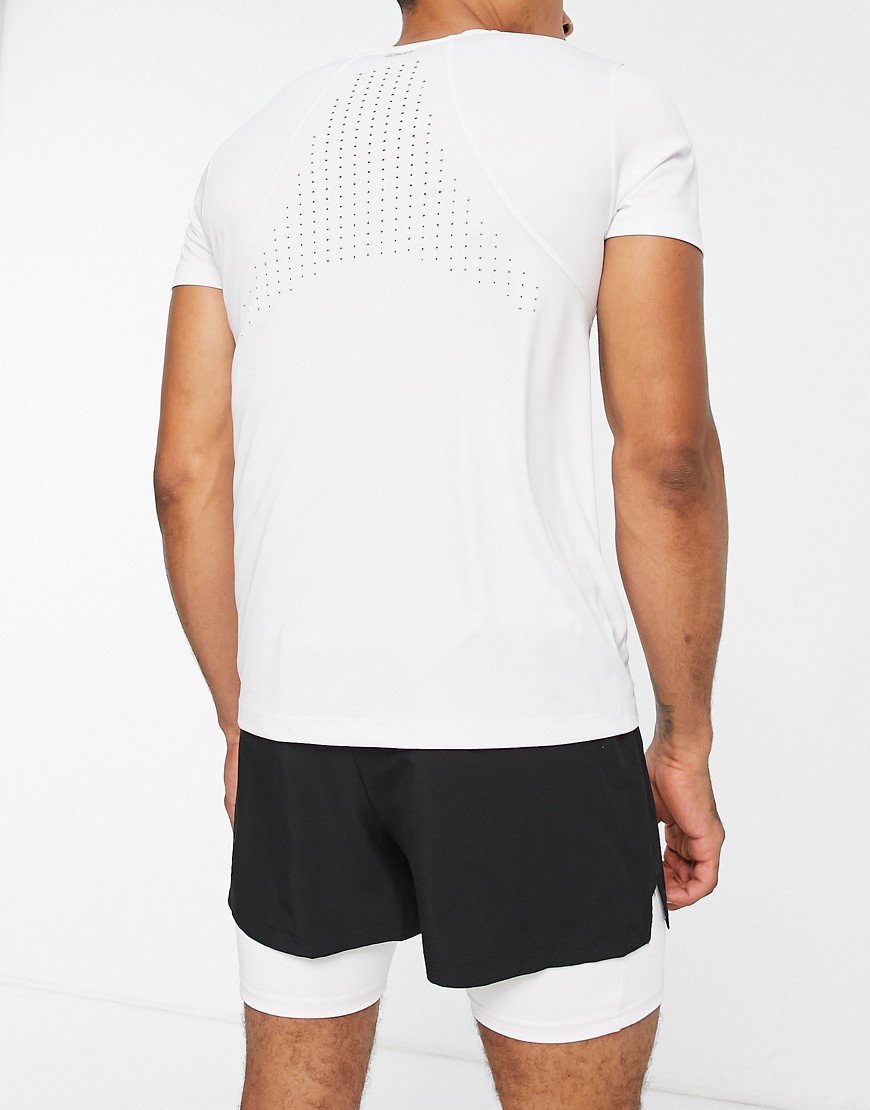 ASOS 4505 training t-shirt with breathable laser cut back detail-White