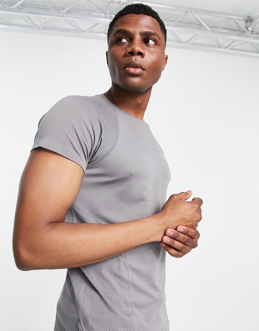 ASOS 4505 training t-shirt with contour seamless knit-Gray