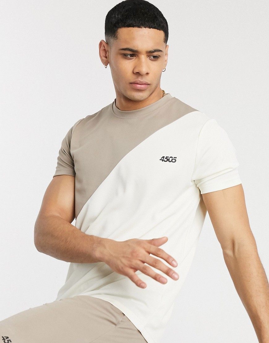 ASOS 4505 training t-shirt with contrast panel-Beige