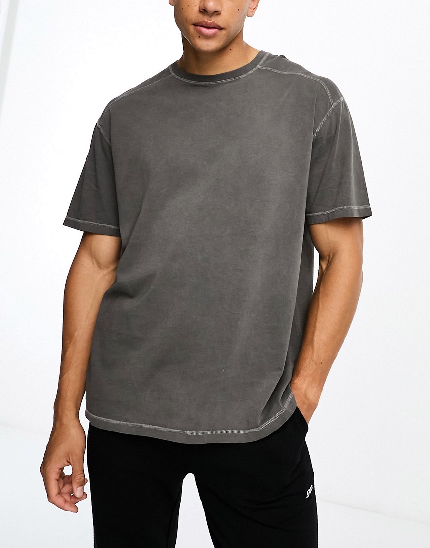 Asos Design 4505 Training T-shirt With Quick Dry In Oversized Fit And Pigment Wash Gray-black