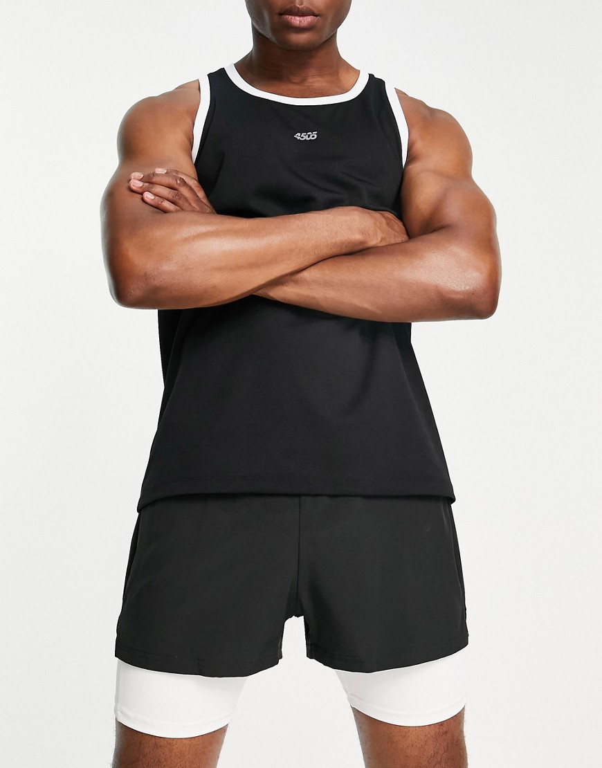 Asos Design 4505 Training Tank Top In Relaxed Fit-black