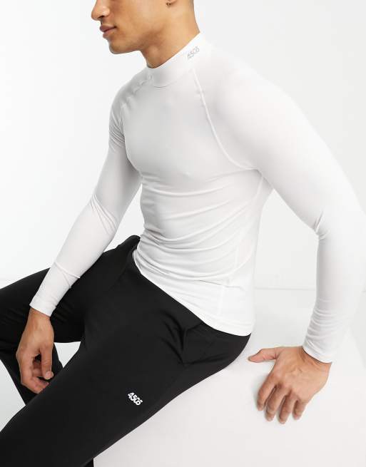 ASOS 4505 - Training - Thermotop met lange mouwen en opstaande hals in wit