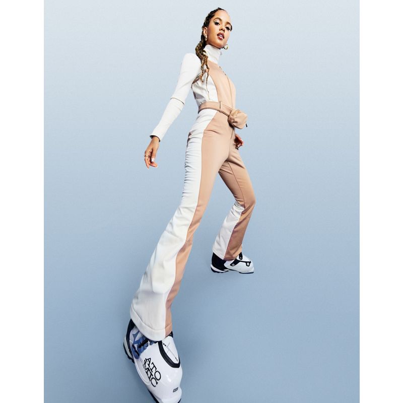 LFoGQ Giacche 4505 - Tuta jumpsuit da sci aderente con dettaglio con pantaloni a zampa e cintura con portamonete rimovibile