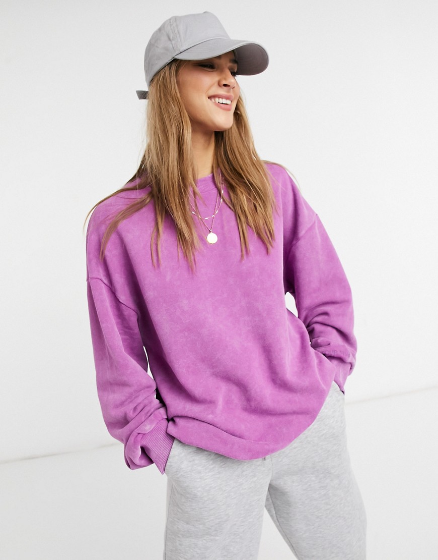 ASOS 4505 unisex logo oversized sweatshirt in acid wash-Purple
