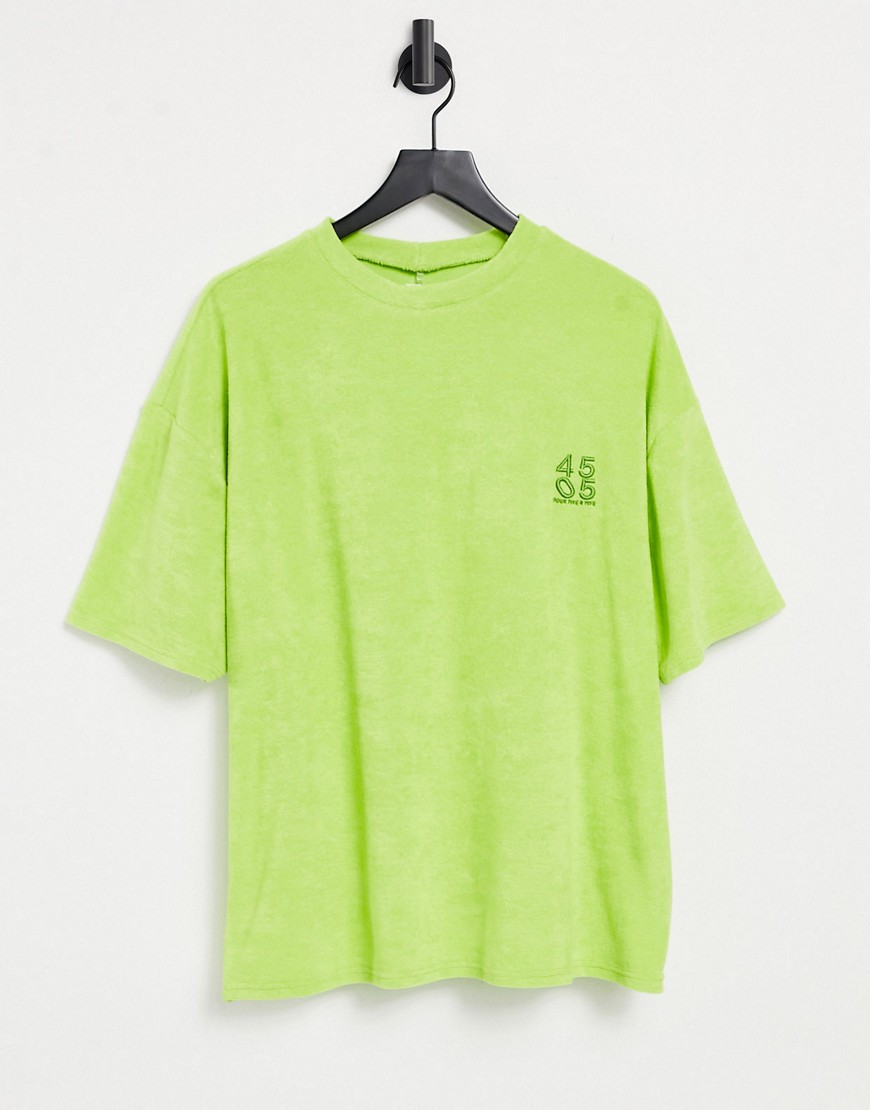 ASOS 4505 unisex logo oversized t-shirt in terrycloth-Green