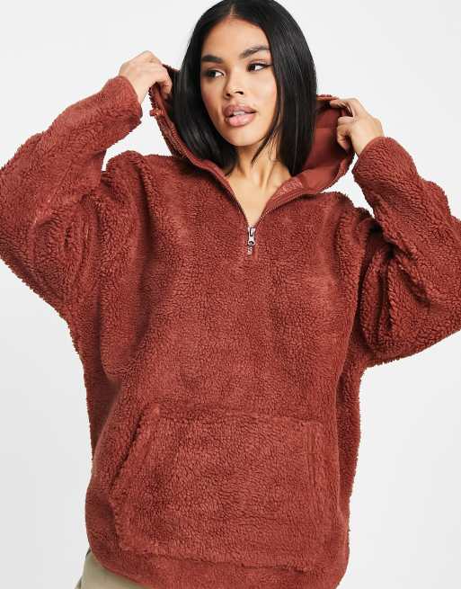 ASOS 4505 - Veste de trail en imitation peau de mouton à col zippé - Orange
